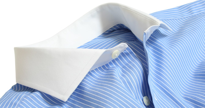 Blue Stripe Contrast Collar