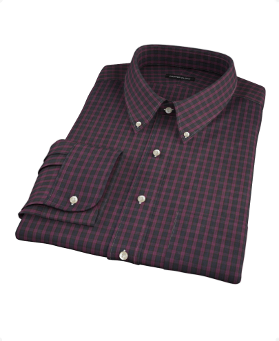 Purple and Navy Large Check Fitted Dress Shirt 