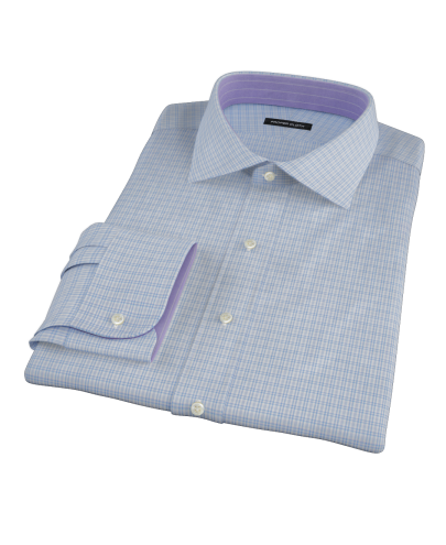 Light Blue HD Check Men's Dress Shirt 