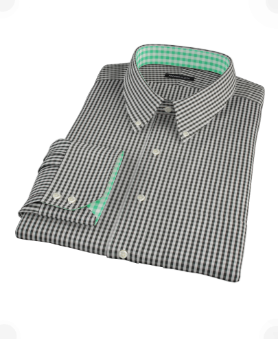 Small Black Gingham Custom Dress Shirt 