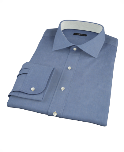 Dark Blue End on End Fitted Dress Shirt 