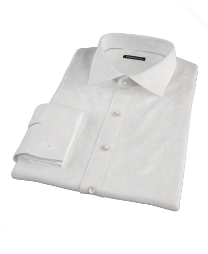 White 140s Broadcloth Fitted Dress Shirt 