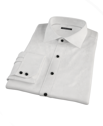 White 140s Broadcloth Men's Dress Shirt 