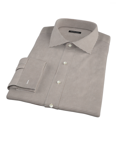 Brown Houndstooth Men's Dress Shirt 