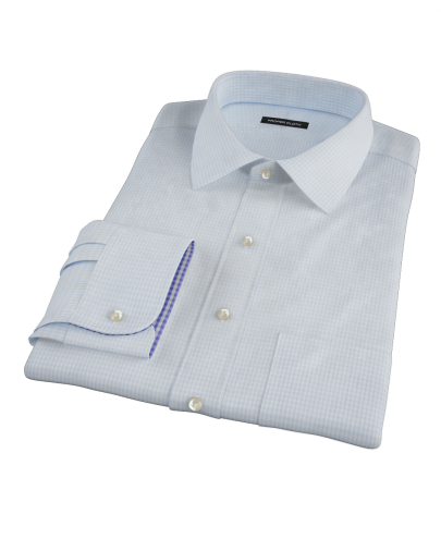 Pale Blue Mini Gingham Custom Dress Shirt 