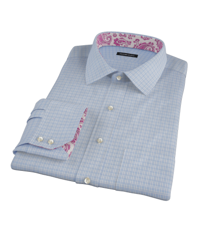Light Blue HD Check Fitted Dress Shirt 