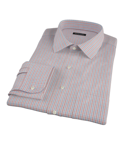 Red and Blue Tattersall Twill Custom Dress Shirt 