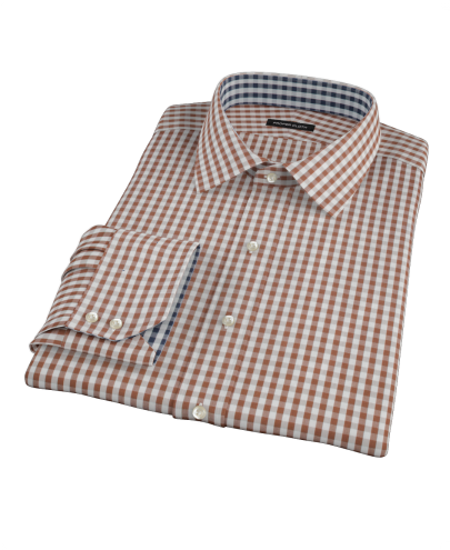 Clove Brown Gingham Fitted Dress Shirt 