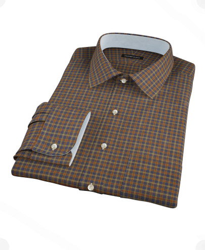 Brown Tartan Custom Dress Shirt 