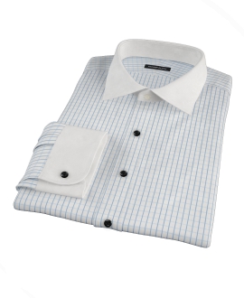 Blue Windowpane Twill Custom Dress Shirt 