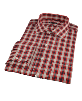 Mandarin Orange Plaid Men's Dress Shirt 