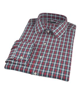Red and Blue Block Plaid Men's Dress Shirt 