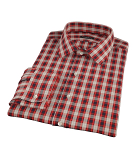 Mandarin Orange Plaid Custom Dress Shirt 
