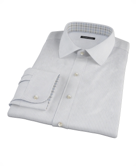 Dashed Blue Stripe Twill Fitted Dress Shirt 