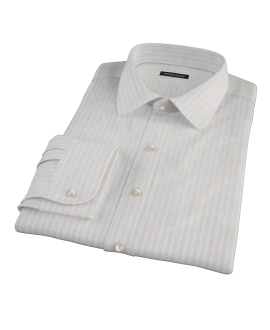 Blue and Orange Stripe Fitted Dress Shirt 