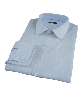 Light Blue Herringbone Fitted Dress Shirt 