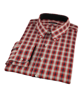 Mandarin Orange Plaid Custom Dress Shirt 