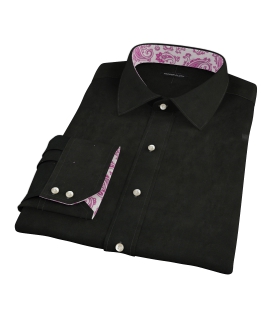 Black Broadcloth Fitted Dress Shirt 
