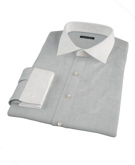 Light Gray Herringbone Custom Dress Shirt 