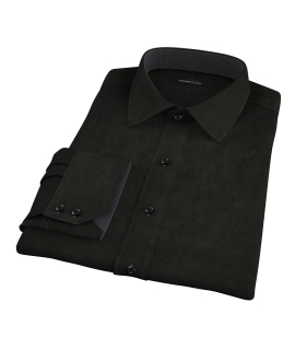 Black Broadcloth Fitted Dress Shirt 