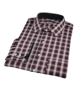 Mulberry Gold Plaid Men's Dress Shirt 