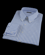 Navy Gingham Check Men's Dress Shirt 