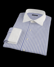 Blue Bold Stripe Fitted Dress Shirt 