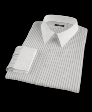 Grey University Stripe Fitted Dress Shirt 