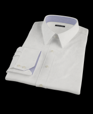 White Sateen Finish Pique Men's Dress Shirt 