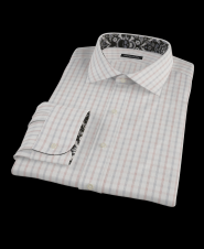 Navy and Red Pinpoint Dobby Check Custom Dress Shirt 