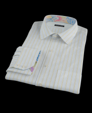 Light Blue and Yellow Ground Stripe Men's Dress Shirt 