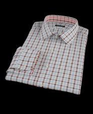 Blue and Brown Oxford Plaid Men's Dress Shirt 