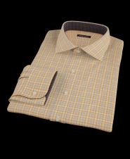 Yellow and Gold Plaid Men's Dress Shirt 