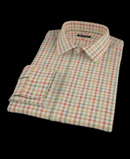 Orange Green Tattersall Oxford Custom Dress Shirt 