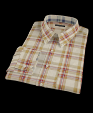 Tan and Wine Large Plaid Men's Dress Shirt 