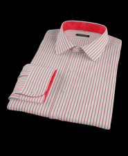 Wine Double Stripe Fitted Dress Shirt 