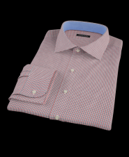 Red, Black Mini Gingham Custom Dress Shirt 