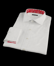 White on White Herringbone Men's Dress Shirt 