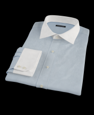Light Blue Sea Island Cotton Custom Dress Shirt 