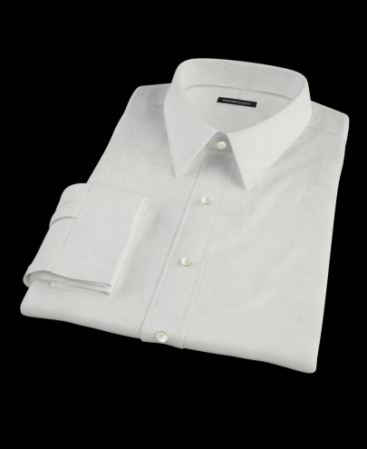 White Twill Fitted Dress Shirt 