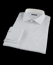 Blue and White Stripe Twill Custom Dress Shirt 