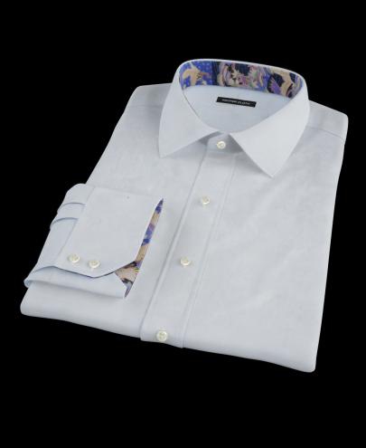 Light Blue Easy Care Royal Oxford Cloth Fitted Dress Shirt 