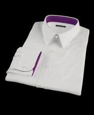 White Sateen Finish Pique Custom Dress Shirt 