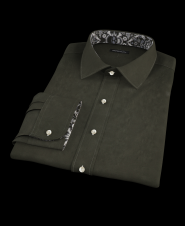 Black 100s Broadcloth Custom Dress Shirt 
