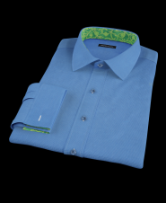 Indigo Blue Tick Weave Men's Dress Shirt 