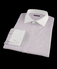 120s Pink Twill Stripe Men's Dress Shirt 