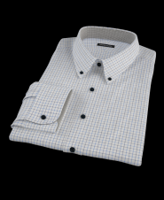 Navy and Royal Blue Tattersall Check Custom Dress Shirt 