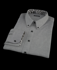 Charcoal Tick Weave Men's Dress Shirt 
