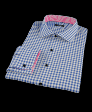 Navy Gingham Check Custom Dress Shirt 