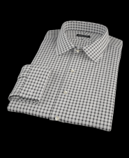 Black Gingham Fitted Dress Shirt 